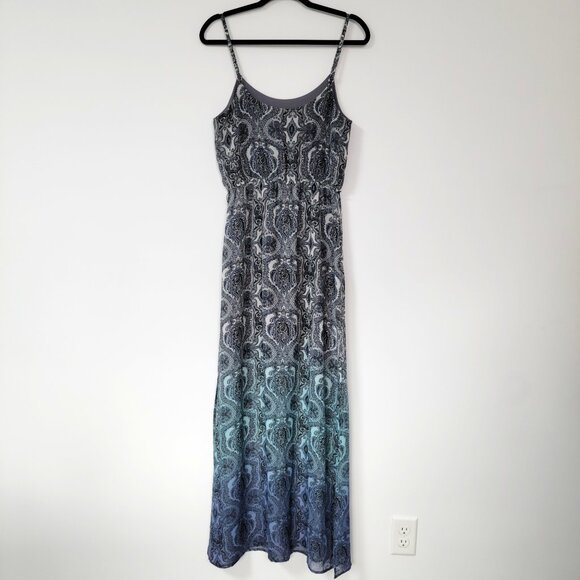 Maurice's Blue & Black Paisley Gradient Ombre Boho Maxi Dress - Picture 6 of 12